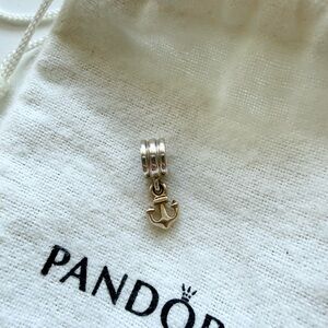 Retired Pandora Two toned Silver and Solid Gold Anchor Dangle Charm